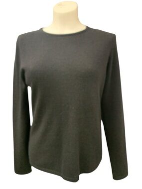 Cashmere Classic Black Long-Sleeve Crewneck Top